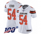 Women's Cleveland Browns #54 Olivier Vernon White Vapor Untouchable Limited Player 100th Season Football Jersey
