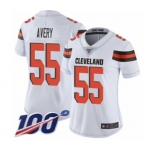 Women's Cleveland Browns #55 Genard Avery White Vapor Untouchable Limited Player 100th Season Football Jersey