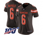 Women's Cleveland Browns #6 Baker Mayfield Brown Team Color 100th Season Vapor Untouchable Limited Player Football Jersey
