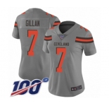 Women's Cleveland Browns #7 Jamie Gillan Limited Gray Inverted Legend 100th Season Football Jersey