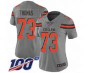 Women's Cleveland Browns #73 Joe Thomas Limited Gray Inverted Legend 100th Season Football Jersey
