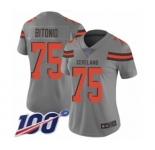 Women's Cleveland Browns #75 Joel Bitonio Limited Gray Inverted Legend 100th Season Football Jersey