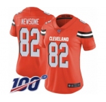 Women's Cleveland Browns #82 Ozzie Newsome Orange Alternate Vapor Untouchable Limited Player 100th Season Football Jersey