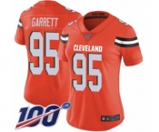 Women's Cleveland Browns #95 Myles Garrett Orange Alternate Vapor Untouchable Limited Player 100th Season Football Jersey
