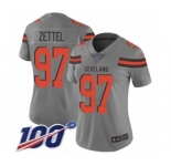 Women's Cleveland Browns #97 Anthony Zettel Limited Gray Inverted Legend 100th Season Football Jersey