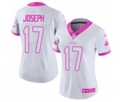 Women's Nike Cleveland Browns #17 Greg Joseph Limited White Pink Rush Fashion NFL Jersey