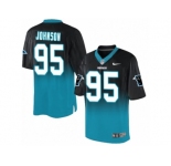 Men's Nike Carolina Panthers #95 Charles Johnson Elite Black Blue Fadeaway NFL Jersey