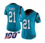 Women's Carolina Panthers #21 Da'Norris Searcy Limited Blue Rush Vapor Untouchable 100th Season Football Jersey