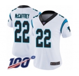 Women's Carolina Panthers #22 Christian McCaffrey White Vapor Untouchable Limited Player 100th Season Football Jersey