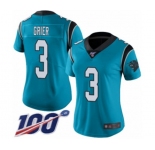 Women's Carolina Panthers #3 Will Grier Blue Alternate Vapor Untouchable Limited Player 100th Season Football Jersey