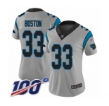 Women's Carolina Panthers #33 Tre Boston Silver Inverted Legend Limited 100th Season Football Jersey