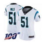 Women's Carolina Panthers #51 Sam Mills White Vapor Untouchable Limited Player 100th Season Football Jersey