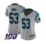 Women's Carolina Panthers #53 Brian Burns Silver Inverted Legend Limited 100th Season Football Jersey