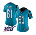Women's Carolina Panthers #61 Matt Paradis Blue Alternate Vapor Untouchable Limited Player 100th Season Football Jersey