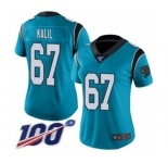 Women's Carolina Panthers #67 Ryan Kalil Blue Alternate Vapor Untouchable Limited Player 100th Season Football Jersey