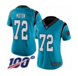 Women's Carolina Panthers #72 Taylor Moton Blue Alternate Vapor Untouchable Limited Player 100th Season Football Jersey