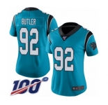 Women's Carolina Panthers #92 Vernon Butler Blue Alternate Vapor Untouchable Limited Player 100th Season Football Jersey