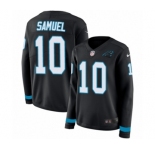 Women's Nike Carolina Panthers #10 Curtis Samuel Limited Black Therma Long Sleeve NFL Jersey