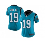 Women's Nike Carolina Panthers #19 Ted Ginn Jr Blue Stitched NFL Limited Rush Jersey