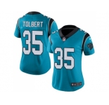 Women's Nike Carolina Panthers #35 Mike Tolbert Blue Stitched NFL Limited Rush Jersey