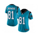 Women's Nike Carolina Panthers #81 Kevin Norwood Limited Blue Rush NFL Jersey