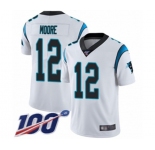 Youth Carolina Panthers #12 DJ Moore White Vapor Untouchable Limited Player 100th Season Football Jersey