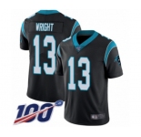 Youth Carolina Panthers #13 Jarius Wright Black Team Color Vapor Untouchable Limited Player 100th Season Football Jersey