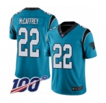 Youth Carolina Panthers #22 Christian McCaffrey Blue Alternate Vapor Untouchable Limited Player 100th Season Football Jersey