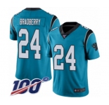 Youth Carolina Panthers #24 James Bradberry Limited Blue Rush Vapor Untouchable 100th Season Football Jersey
