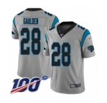 Youth Carolina Panthers #28 Rashaan Gaulden Silver Inverted Legend Limited 100th Season Football Jersey