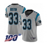 Youth Carolina Panthers #33 Tre Boston Silver Inverted Legend Limited 100th Season Football Jersey