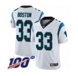Youth Carolina Panthers #33 Tre Boston White Vapor Untouchable Limited Player 100th Season Football Jersey