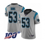 Youth Carolina Panthers #53 Brian Burns Silver Inverted Legend Limited 100th Season Football Jersey