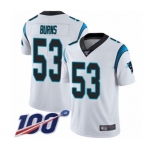 Youth Carolina Panthers #53 Brian Burns White Vapor Untouchable Limited Player 100th Season Football Jersey