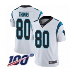 Youth Carolina Panthers #80 Ian Thomas White Vapor Untouchable Limited Player 100th Season Football Jersey