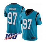 Youth Carolina Panthers #97 Mario Addison Limited Blue Rush Vapor Untouchable 100th Season Football Jersey