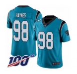 Youth Carolina Panthers #98 Marquis Haynes Limited Blue Rush Vapor Untouchable 100th Season Football Jersey