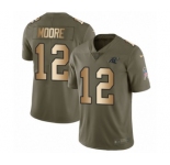 Youth Nike Carolina Panthers #12 DJ Moore Limited Olive Gold 2017 Salute to Service NFL Jersey
