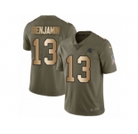 Youth Nike Carolina Panthers #13 Kelvin Benjamin Limited Olive Gold 2017 Salute to Service NFL Jersey