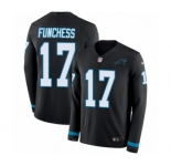 Youth Nike Carolina Panthers #17 Devin Funchess Limited Black Therma Long Sleeve NFL Jersey