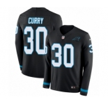 Youth Nike Carolina Panthers #30 Stephen Curry Limited Black Therma Long Sleeve NFL Jersey