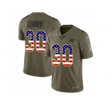 Youth Nike Carolina Panthers #30 Stephen Curry Limited Olive USA Flag 2017 Salute to Service NFL Jersey