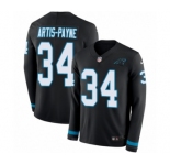 Youth Nike Carolina Panthers #34 Cameron Artis-Payne Limited Black Therma Long Sleeve NFL Jersey
