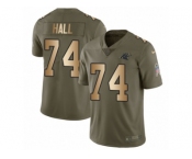 Youth Nike Carolina Panthers #74 Daeshon Hall Limited Olive Gold 2017 Salute to Service NFL Jersey