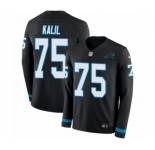 Youth Nike Carolina Panthers #75 Matt Kalil Limited Black Therma Long Sleeve NFL Jersey