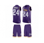 Men Nike Minnesota Vikings #24 Tramaine Brock Limited Purple Tank Top Suit NFL Jersey