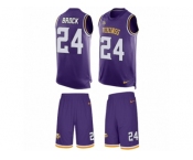 Men Nike Minnesota Vikings #24 Tramaine Brock Limited Purple Tank Top Suit NFL Jersey