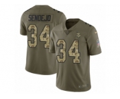 Men Nike Minnesota Vikings #34 Andrew Sendejo Limited Olive Camo 2017 Salute to Service NFL Jersey
