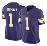 Men's Minnesota Vikings #1 Kyler Murray Purple 2026 F.U.S.E. 4-Star C Patch Throwback Vapor Untouchable Limited Football Stitched Jersey