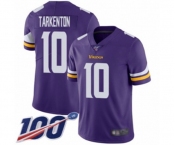 Men's Minnesota Vikings #10 Fran Tarkenton Purple Team Color Vapor Untouchable Limited Player 100th Season Football Jersey